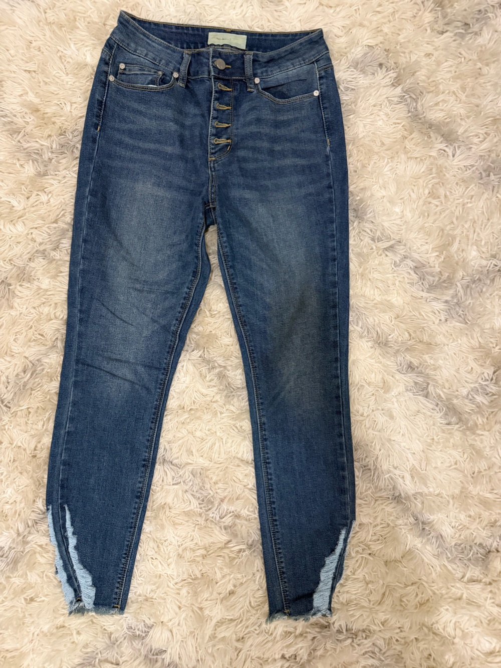 OP Women's Dark Blue Skinny Jeans with Button Fly